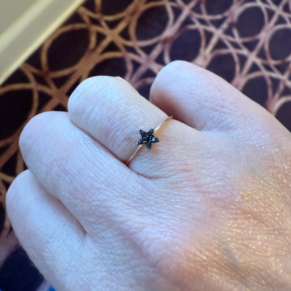 Black Diamond Star Gold Ring